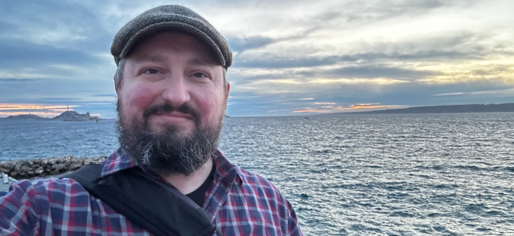 The author on the coast of the Mediterranean in Marseille, France